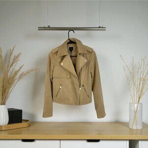 Armani Exchange Womens Size XS Tan Faux Suede Zip Jacket NWT